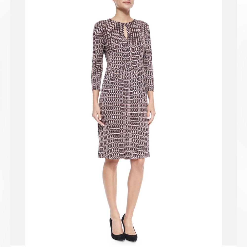 Tory Burch Printed Silk Keyhole-Front Dress